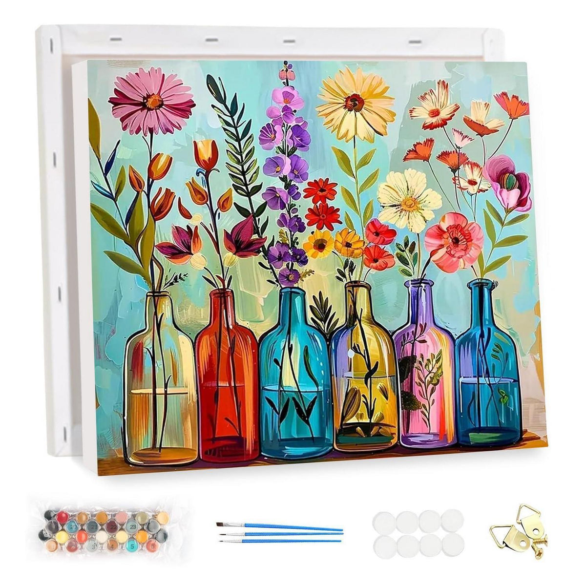 Malen nach Zahlen Blumen mit Rahmen – DIY Ölgemälde Set