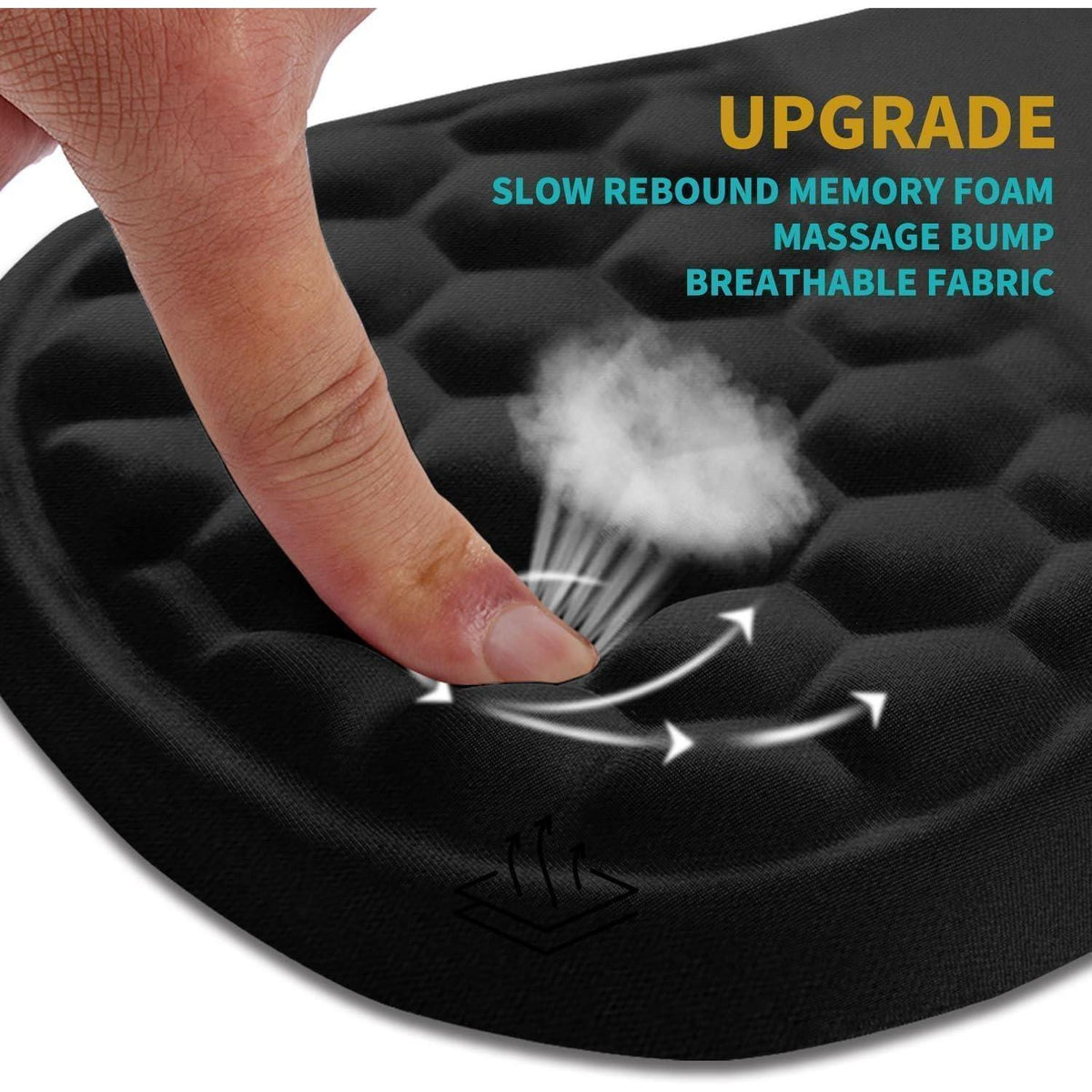 Ergonomisches Mauspad mit Handgelenkauflage aus Memory-Schaum (Schwarz)