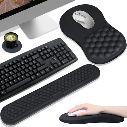 Ergonomisches Mauspad mit Handgelenkauflage aus Memory-Schaum (Schwarz)