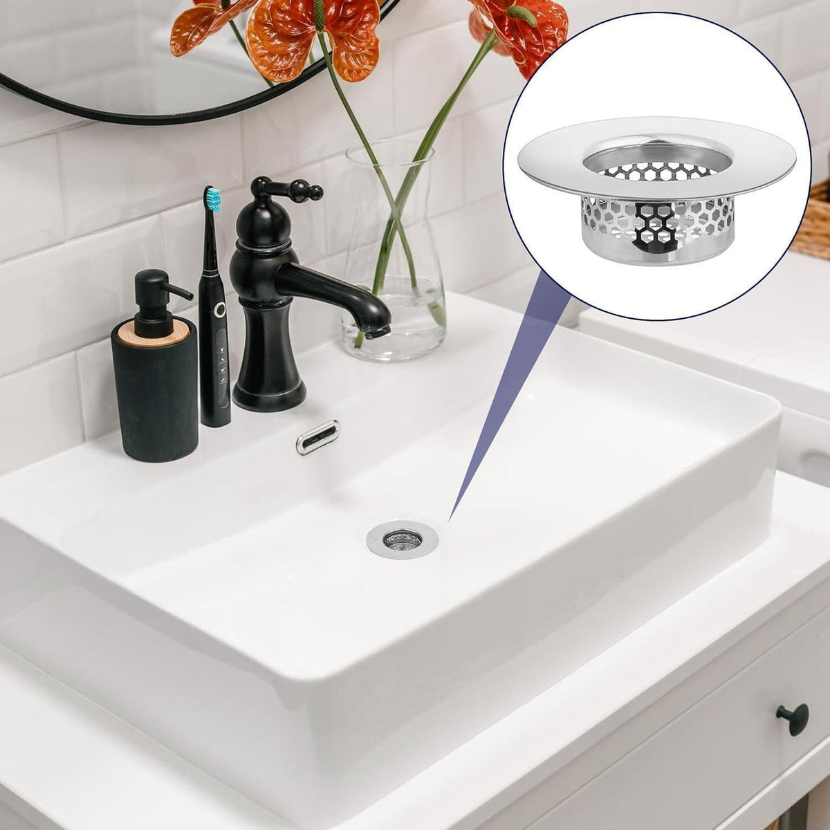 Edelstahl Abflusssieb 2er-Set für Waschbecken & Dusche