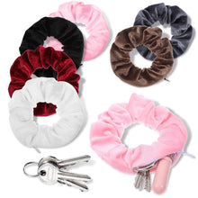 6er Set Scrunchies mit Reißverschluss Tasche Haargummi Samt