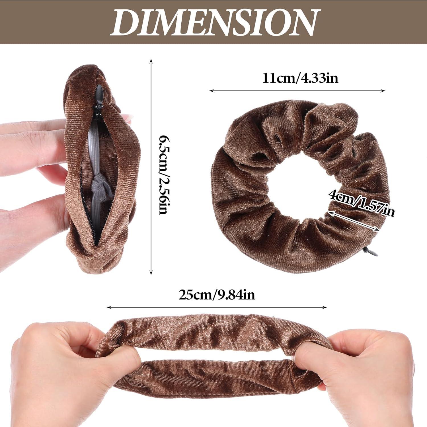 6 Stück Scrunchie mit Reißverschluss, Haargummi Reisegadget für