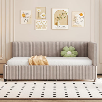 Schlafsofa Grau 90x200 cm mit Stauraum & Lattenrost