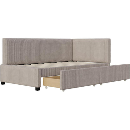 Schlafsofa Grau 90x200 cm mit Stauraum & Lattenrost