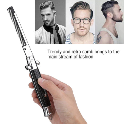 Switchblade Taschenkamm Klappmesser automatische Bürste für Herren Haar Styling
