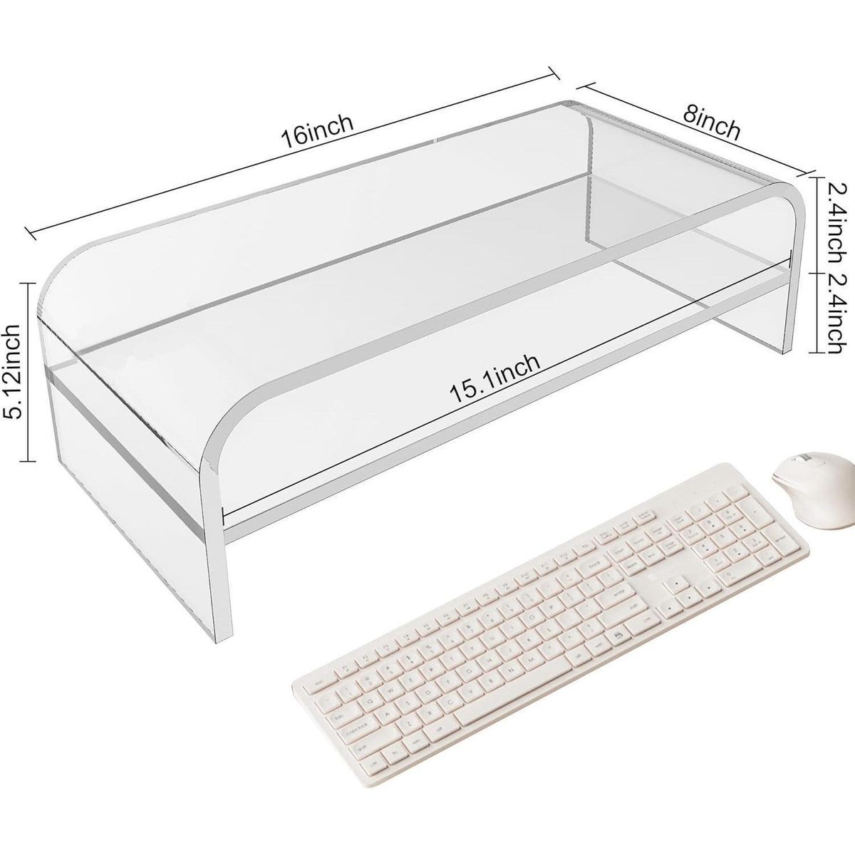 2-Ebenen Monitorständer aus Acryl mit Stauraum
