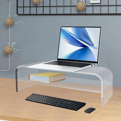 2-Ebenen Monitorständer aus Acryl mit Stauraum
