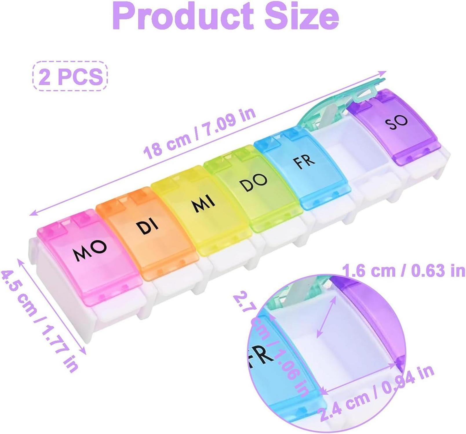 Tablettenbox 7-Tage Klein Regenbogen Pillendose Vitamin