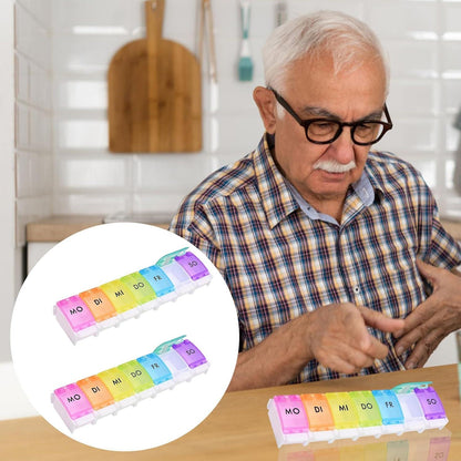 Tablettenbox 7 Tage Regenbogen Pillendose Große Fächer Vitamin Fischöl