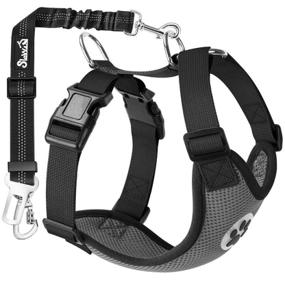 Hundegeschirr Auto Sicherheitsgurt Set Grau S