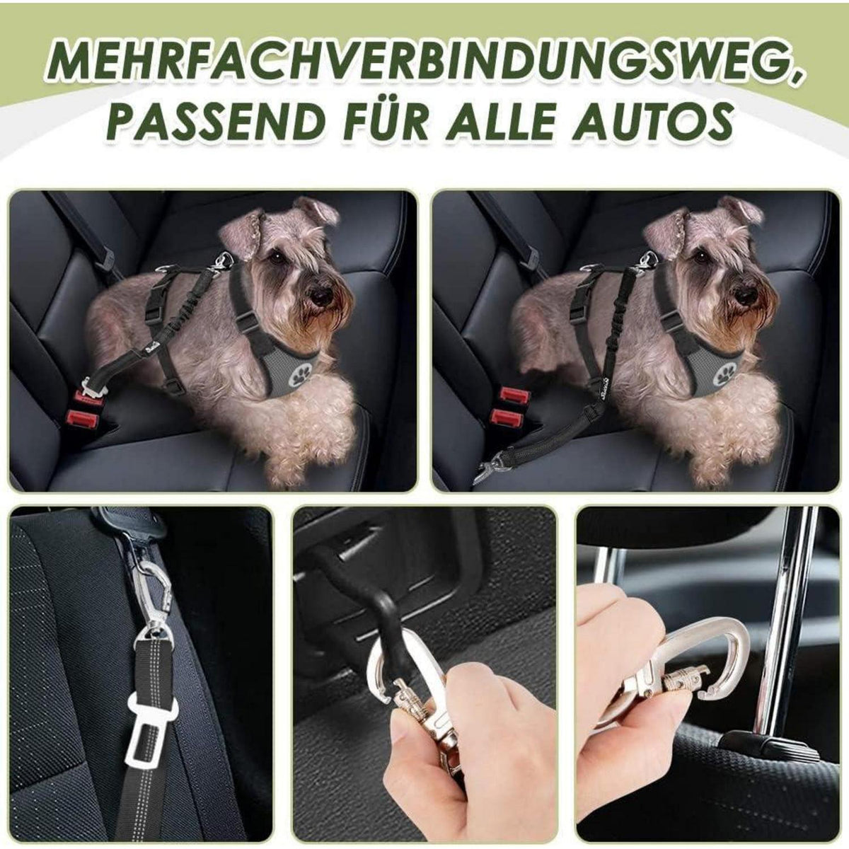 Hundegeschirr Auto Sicherheitsgurt Set Grau S