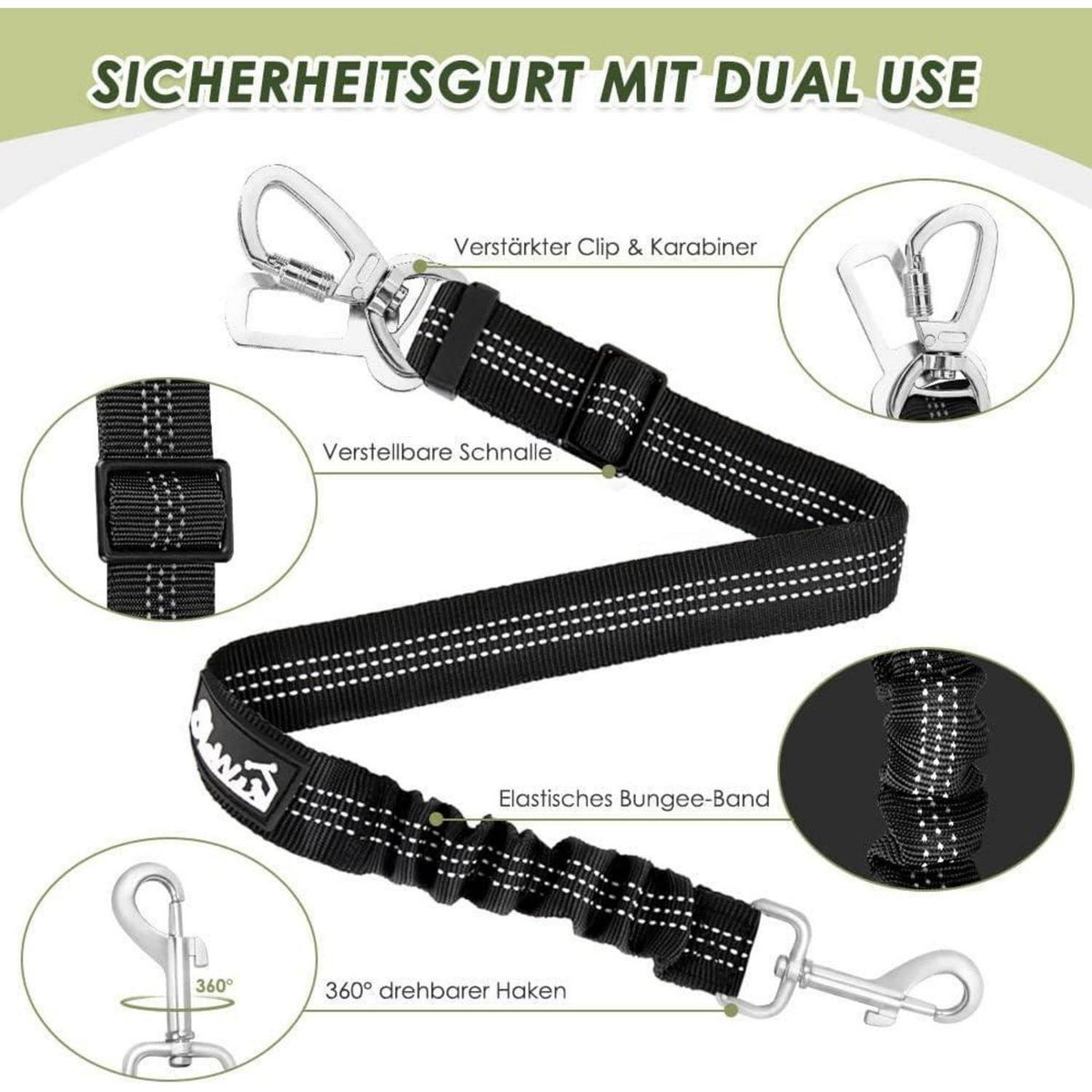 Hundegeschirr Auto Sicherheitsgurt Set Grau S
