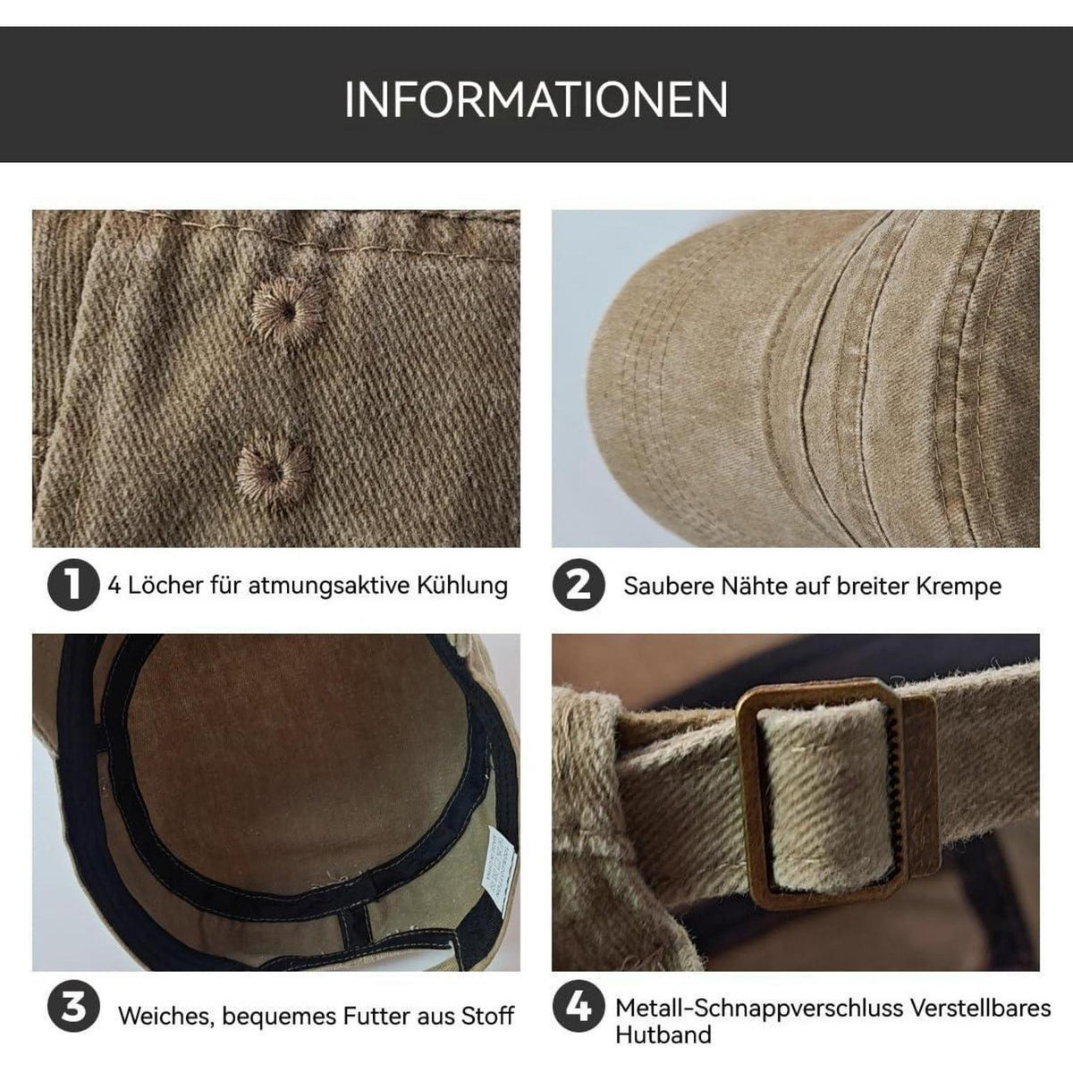 Military Cap Herren – Verstellbare Army Cap Vintage Style