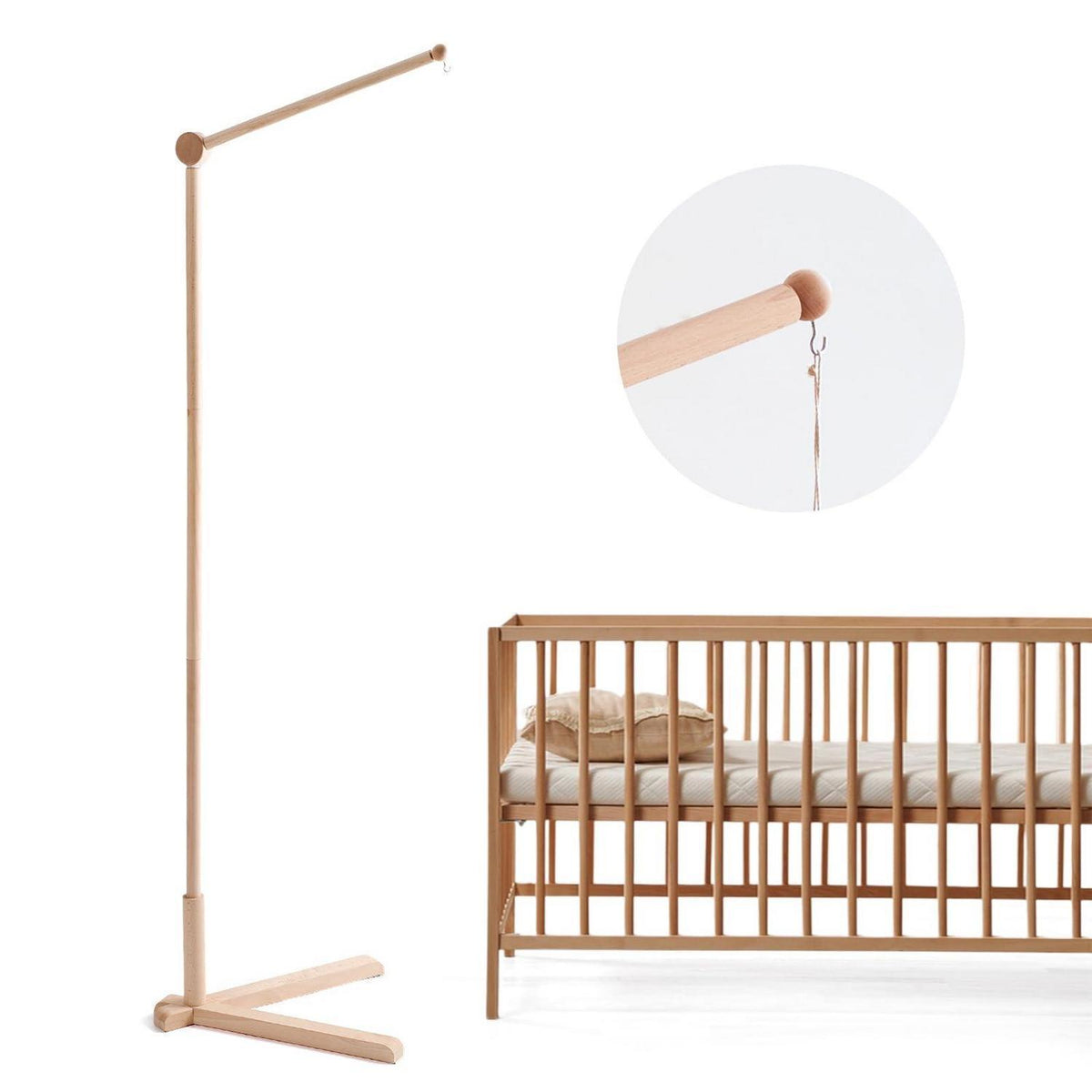 Holz Baby Mobile Halterung – Stabile & Verstellbare Spieluhr Halterung