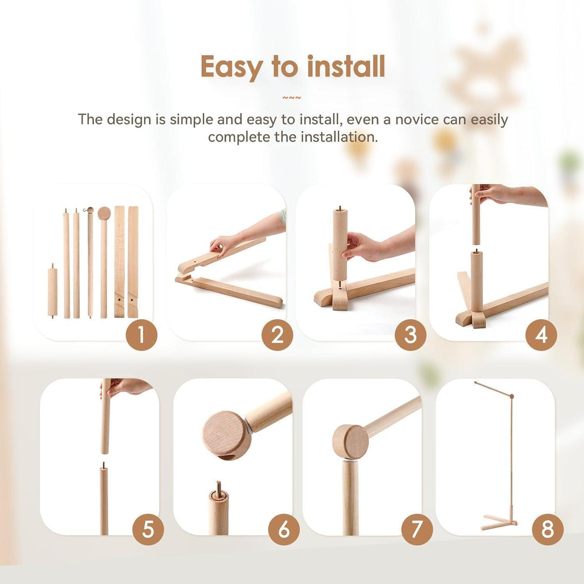Holz Baby Mobile Halterung – Stabile & Verstellbare Spieluhr Halterung