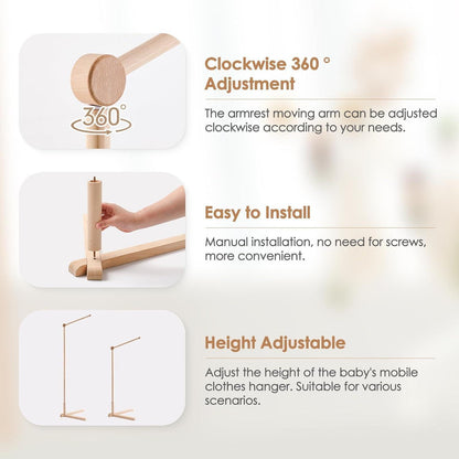 Holz Baby Mobile Halterung – Stabile & Verstellbare Spieluhr Halterung