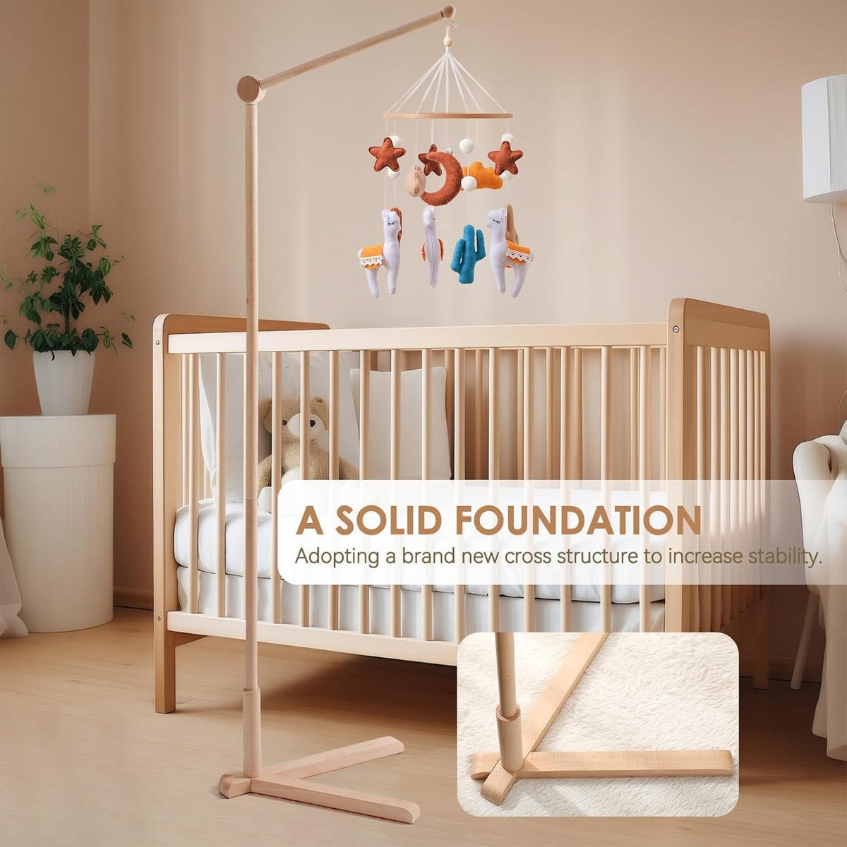 Holz Baby Mobile Halterung – Stabile & Verstellbare Spieluhr Halterung