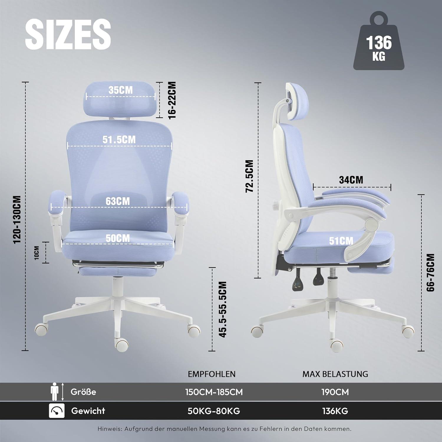 Ergonomischer Bürostuhl mit Kopfstütze und