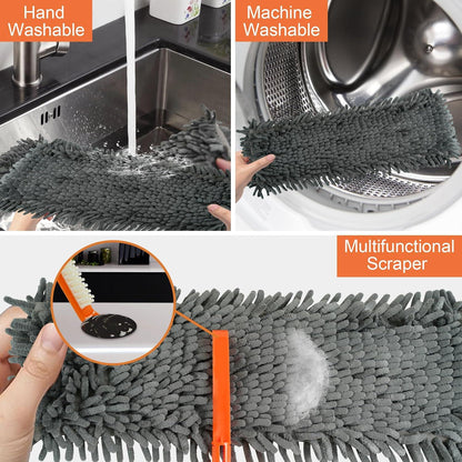 Bodenwischer Wischmopp 90° klappbar 2 Chenille 2 Mikrofaser Pads