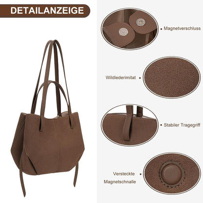TIAASTAP Damen Tote Bag Kunstleder Groß Elegante Shopper Tasche Beuteltasche