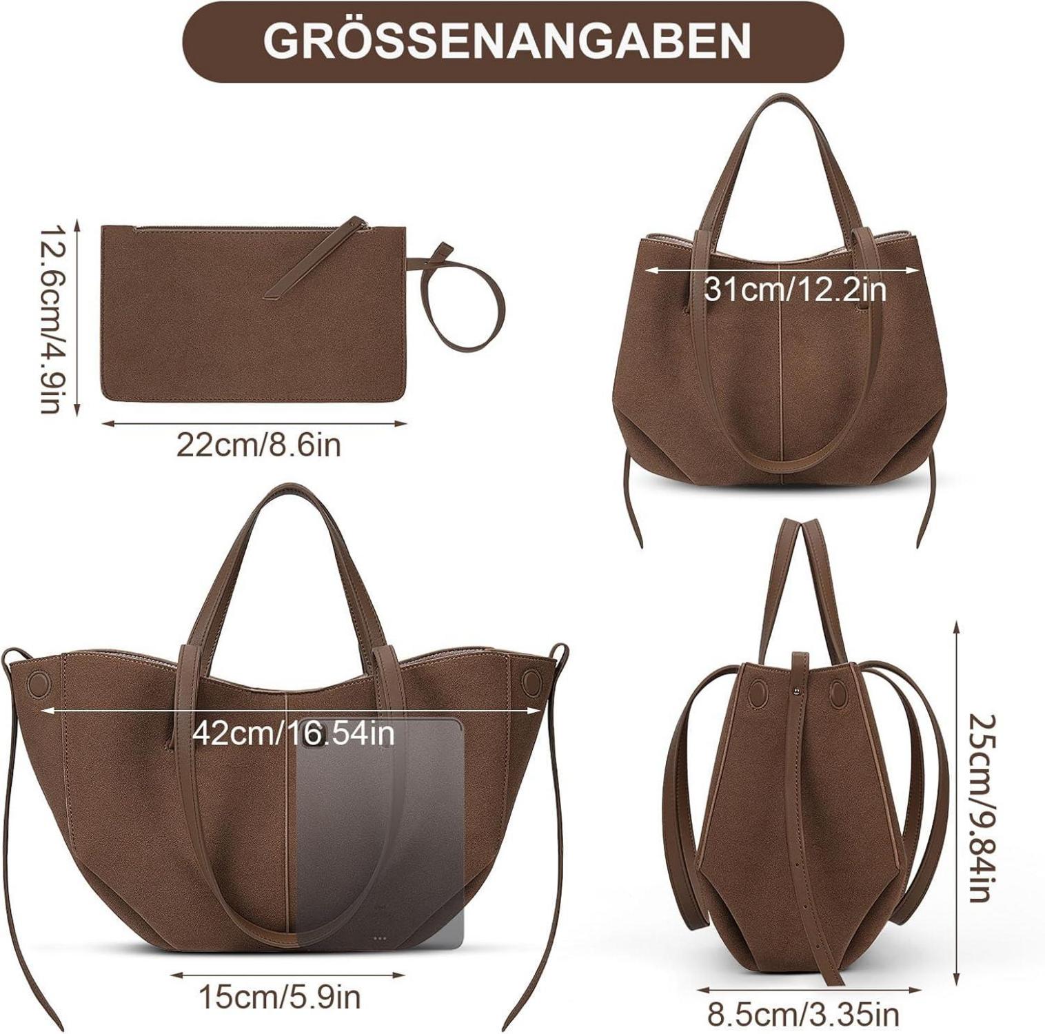 TIAASTAP Große Kunstleder Henkeltasche Damen 53x32x10,5cm