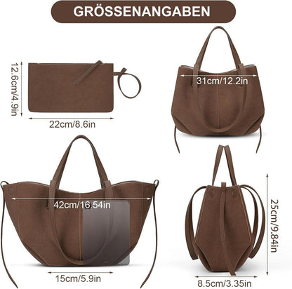 TIAASTAP Große Kunstleder Henkeltasche Damen 53x32x10,5cm
