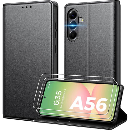 Samsung Galaxy A56 5G Klapphülle mit 2x Panzerglas, Kartenfach, Ständer