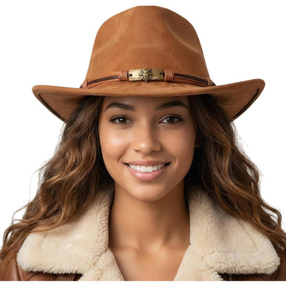 Cowboyhut Damen Herren - Westernhut mit Seildeko in Lederoptik