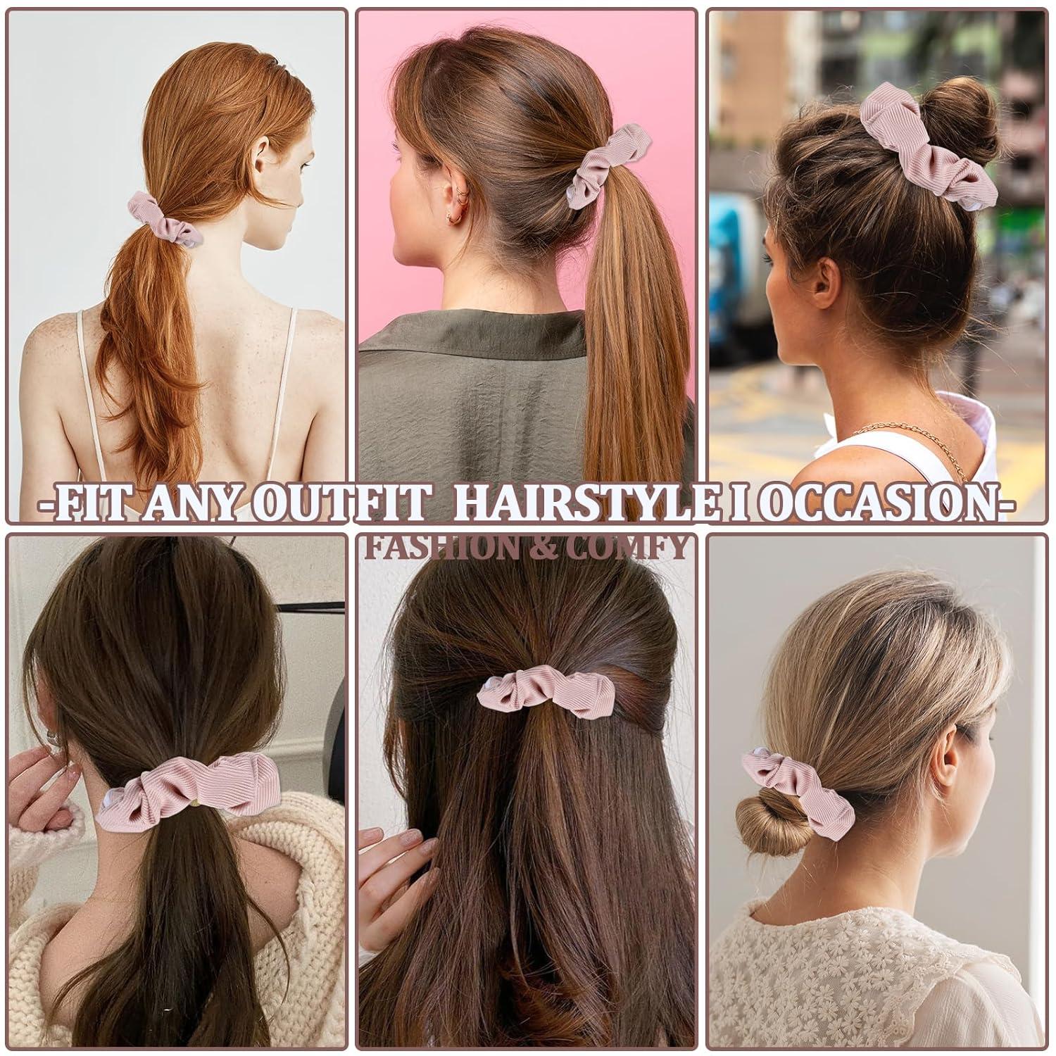 4er Set Scrunchies Haargummi mit Reißverschluss Damen - Tasche Haargummis Aufbewahrung & Schlüsselanhänger