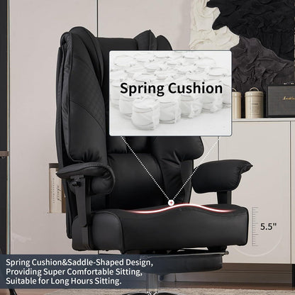 XXL Bürostuhl Ergonomisch Hohe Rückenlehne Verstellbar Schwarz PU Leder