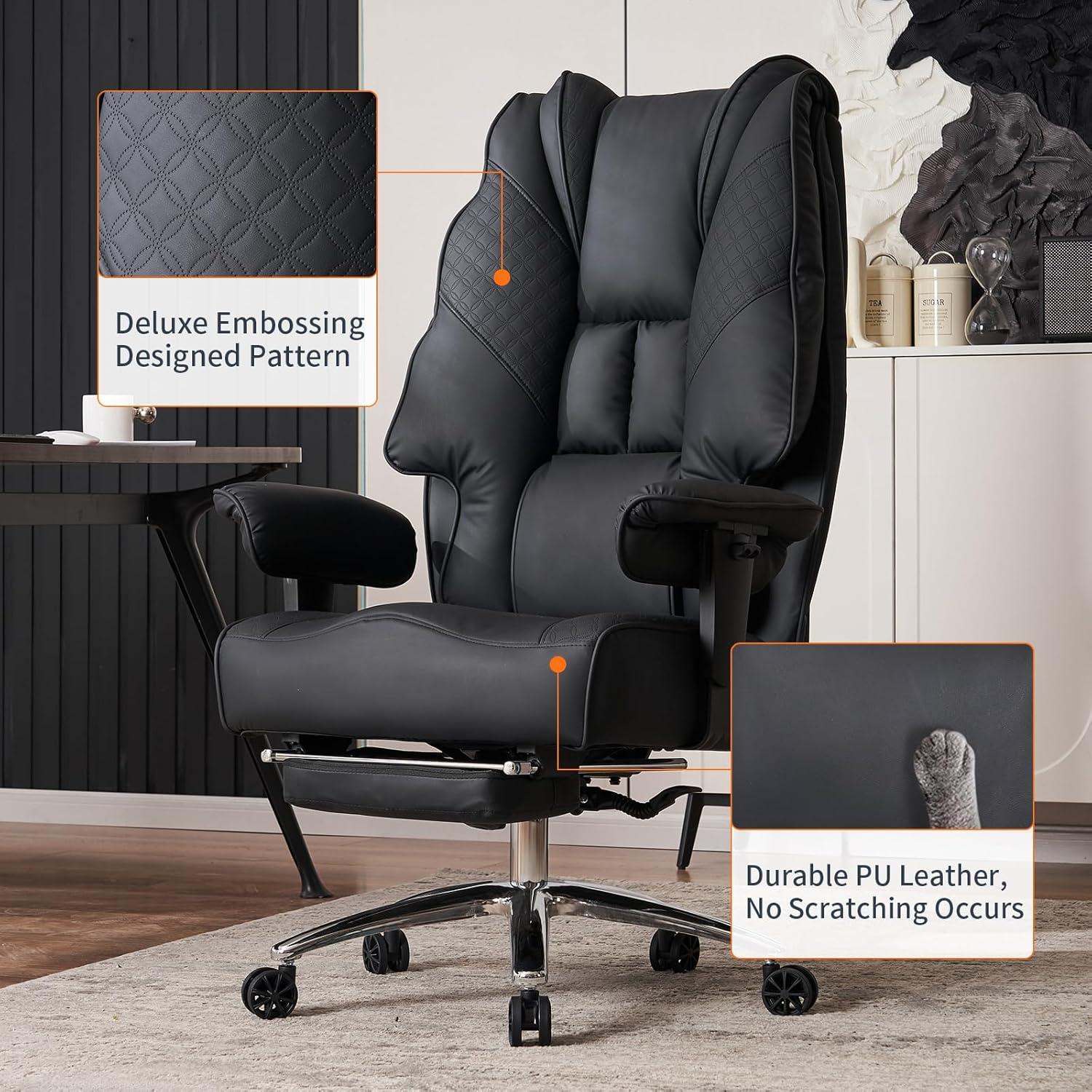 XXL Bürostuhl Ergonomisch Hoher Rücken Verstellbare Armlehnen Breiter