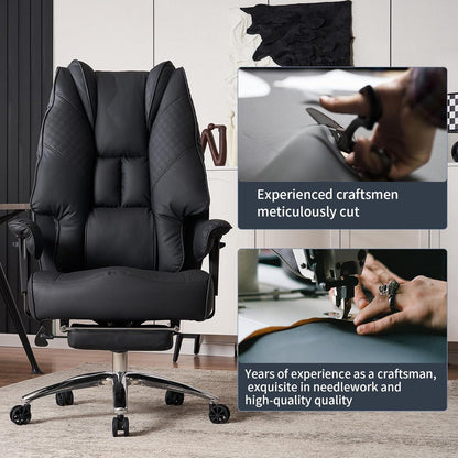 XXL Bürostuhl Ergonomisch Hohe Rückenlehne Verstellbar Schwarz PU Leder