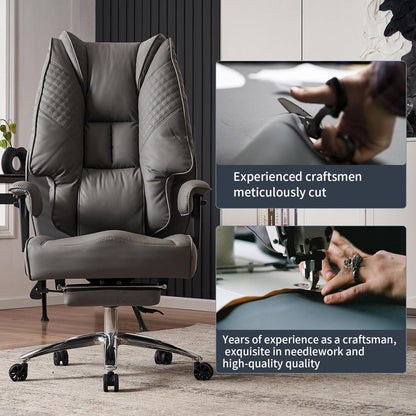 Ergonomischer Bürostuhl mit hoher Rückenlehne und breitem Sitz - GRAU