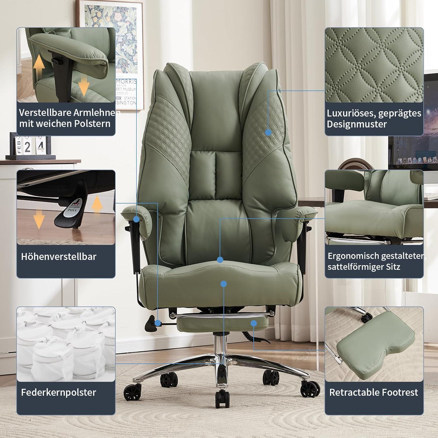 Ergonomischer Bürostuhl mit hoher Rückenlehne und verstellbaren