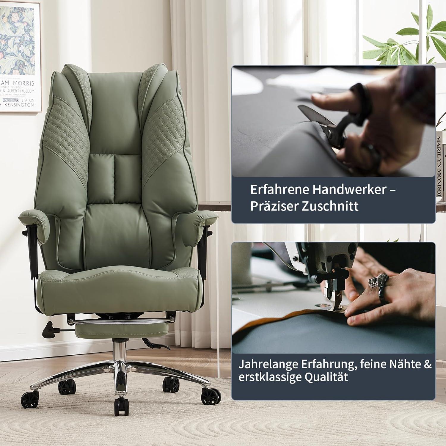Ergonomischer Bürostuhl mit Hoher Rückenlehne und Verstellbaren Armlehnen PU