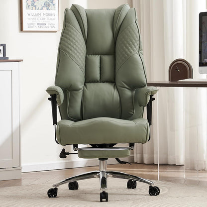 EXCEBET Bürostuhl Ergonomisch Hoher Rücken Verstellbarer Sitz PU Leder 200 kg HELLGRÜN