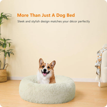 Orthopädisches Hundebett rund, kuschelig, waschbar, 70 cm Ø, Beige