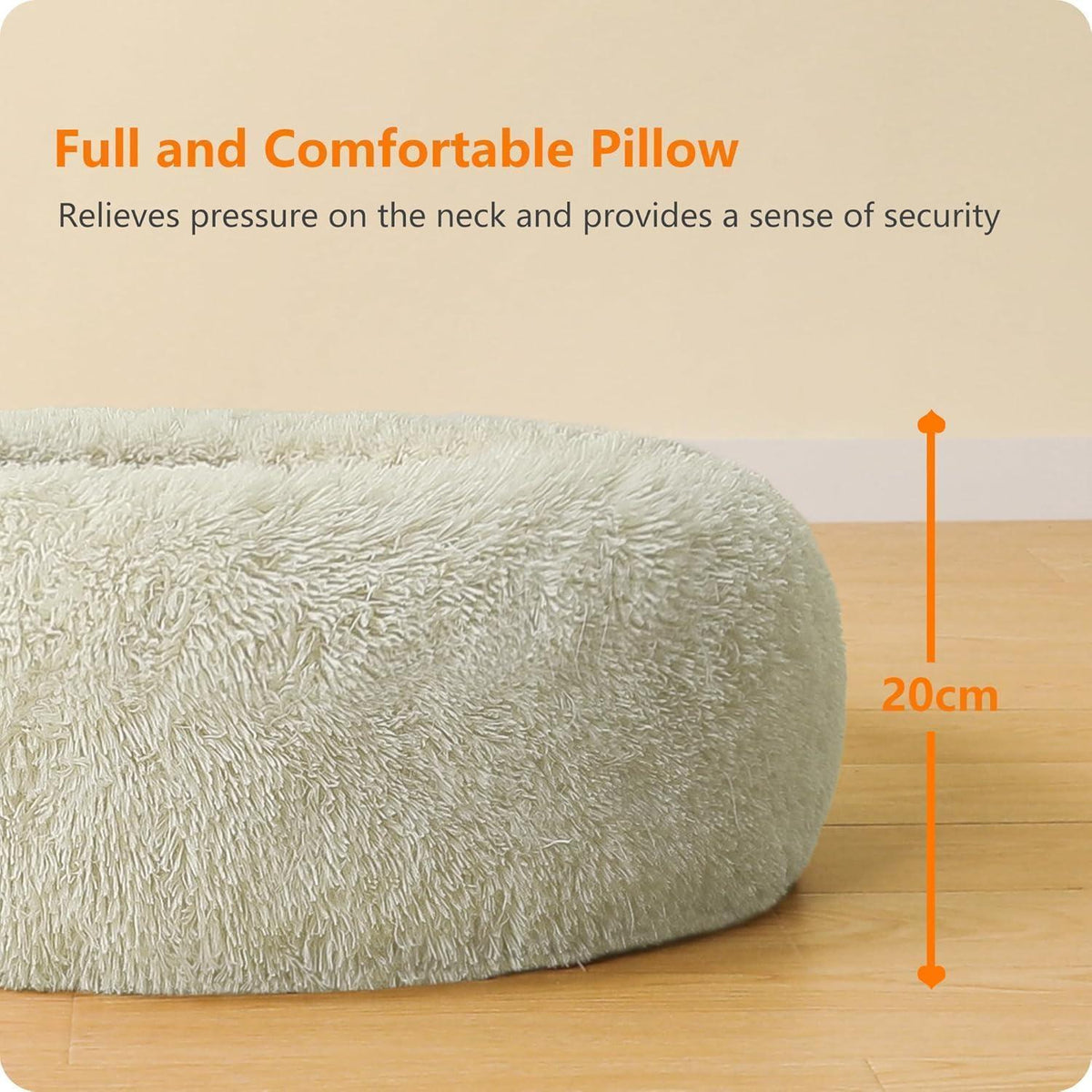 Orthopädisches Hundebett rund, kuschelig, waschbar, 70 cm Ø, Beige