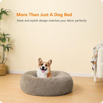 Orthopädisches Hundebett rund, kuschelig, waschbar, 70cm, Kamelbraun