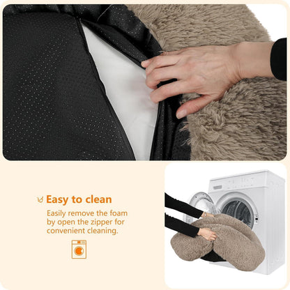 Orthopädisches Hundebett rund, kuschelig, waschbar, 70cm, Kamelbraun