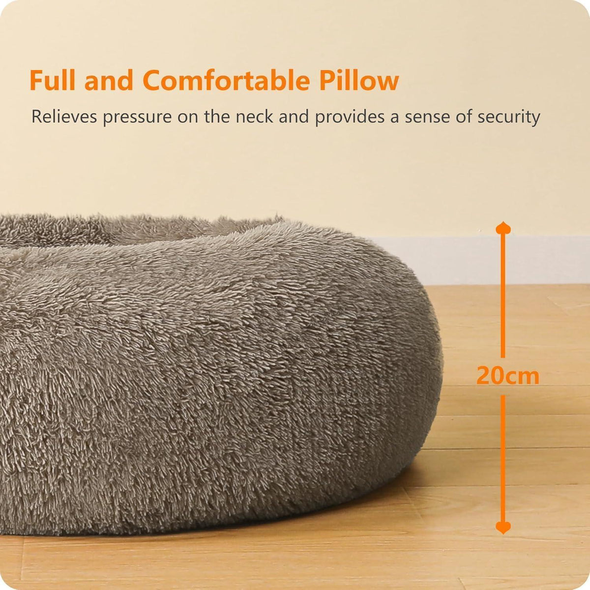 Orthopädisches Hundebett rund, kuschelig, waschbar, 70cm, Kamelbraun