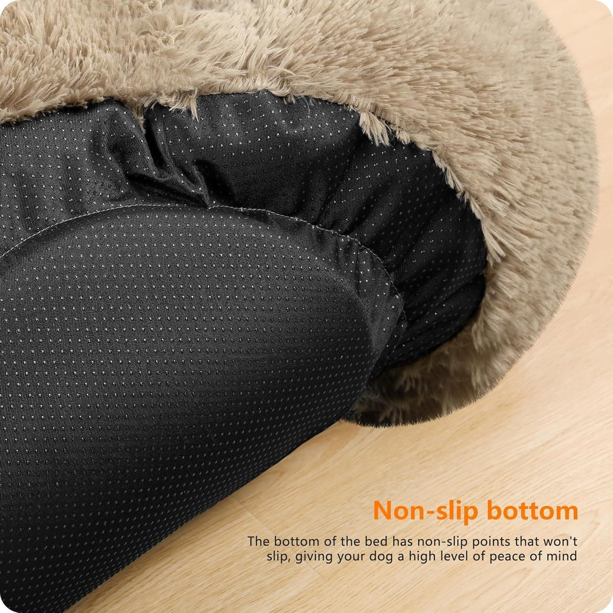 Orthopädisches Hundebett rund, kuschelig, waschbar, 70cm, Kamelbraun