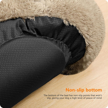 Orthopädisches Hundebett rund, kuschelig, waschbar, 70cm, Kamelbraun