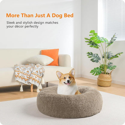 Orthopädisches Hundebett rund, kuschelig, waschbar, 70cm, Kamelbraun