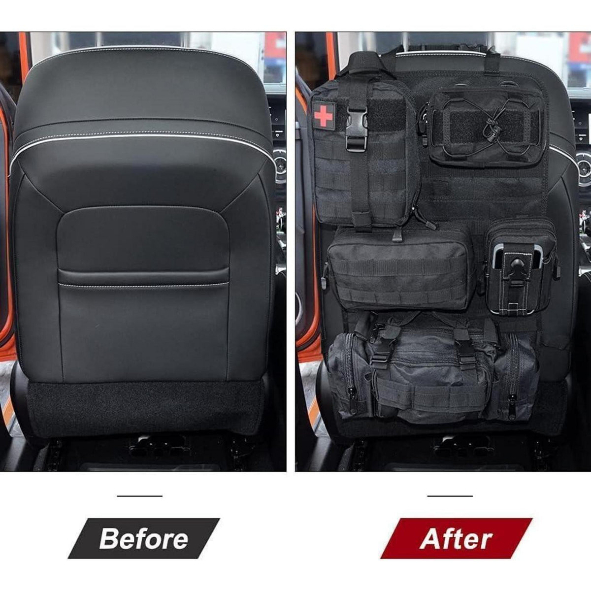 Taktischer Autositz Organizer mit 5 Molle Taschen – Rücksitz Ordnungssystem