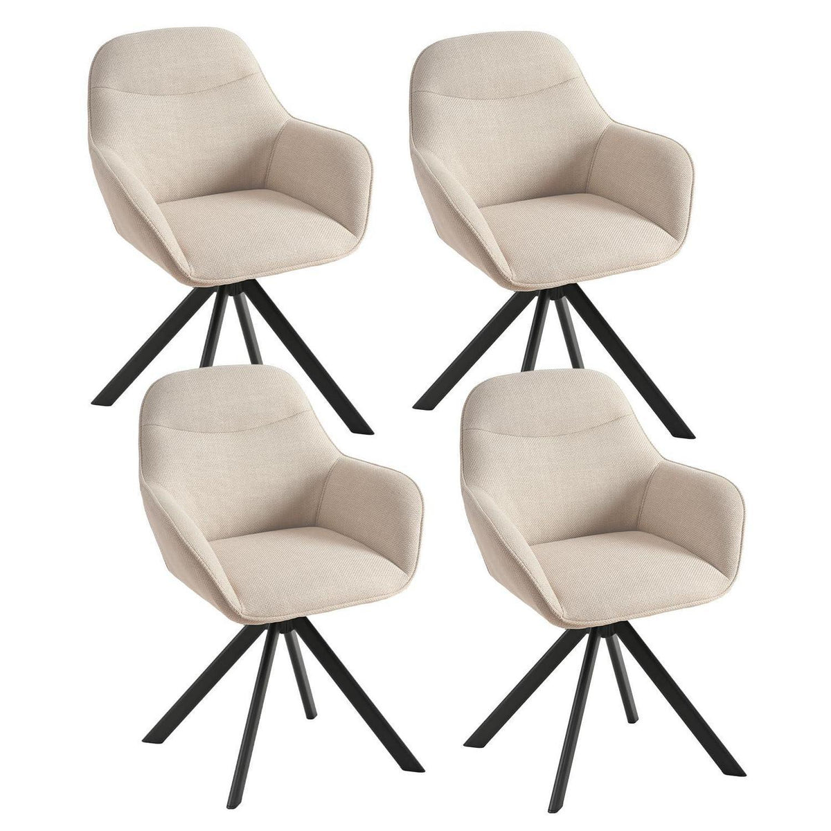 Drehbarer Esszimmerstuhl Beige 4er Set mit Armlehnen