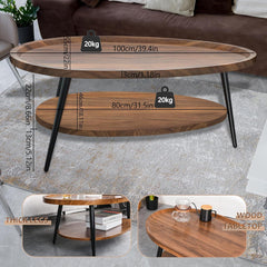 Ovaler Couchtisch aus Holz mit Stauraum 100x55x38 cm