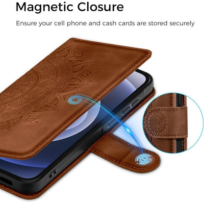 iPhone 12/12 Pro Hülle mit Kartenfach, Dunkelorange in Lederoptik