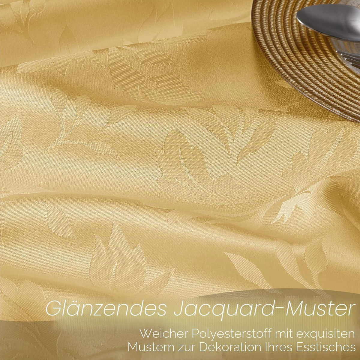 Runde Tischdecke Gold Romanstil 160cm – Abwaschbar & Jacquard