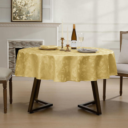 Runde Tischdecke Gold Romanstil 160cm – Abwaschbar & Jacquard